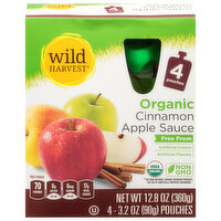 Wild Harvest Apple Sauce, Cinnamon, Organic, 4 Each