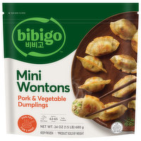 Bibigo Wontons, Pork & Vegetable, Mini, 24 Ounce