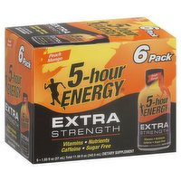 5-Hour Energy Energy Shot, Extra Strength, Peach Mango, 6 Pack, 6 Each