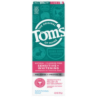 Tom's of Maine Toothpaste, Sensitive + Whitening, Soothing Mint, 4 Ounce