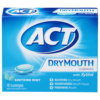 Act Lozenges, with Xylitol, Dry Mouth, Soothing Mint, 18 Each