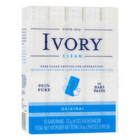 Ivory Soap Bars, Clean, Original, 10 Each