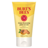 Burt's Bees Pore Scrub, Deep Cleansing, Peach & Willow Bark, 4 Ounce