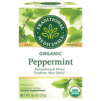 Traditional Medicinals Herbal Supplement, Organic, Peppermint, Tea Bags, 16 Each