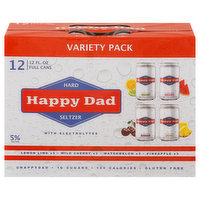 Happy Dad Hard Seltzer, with Electrolytes, Variety Pack, 12 Each