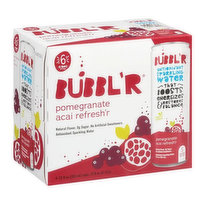 BUBBL'R Antioxidant Sparkling Water - pomegranate acai refresh'r - 6 pk/12 fl oz. Cans, 72 Fluid ounce