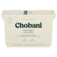 Chobani Yogurt, Plain, Nonfat, Greek, Value 4 Pack, 4 Each