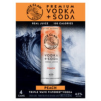 White Claw Spirits Vodka + Soda, Premium, Peach, 4 Each