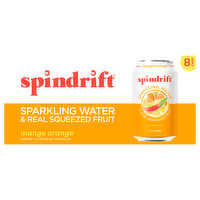 Spindrift Sparkling Water, Mango Orange, Unsweetened, 8 Each