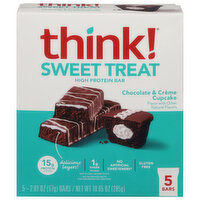 Think! High Protein Bar, Chocolate & Creme Cupcake, Sweet Treat, 5 Each