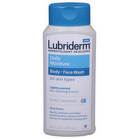 Lubriderm Body + Face Wash, Lightly Scented, Daily Moisture, 16 Fluid ounce