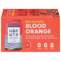 Hop Wtr Sparkling Hop Water, Blood Orange Flavored, Non-Alcoholic, 6 Each