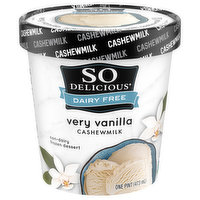 So Delicious Dairy Free Frozen Dessert, Non-Dairy, Very Vanilla, Cashewmilk, 1 Pint