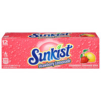 Sunkist Soda, Strawberry Lemonade, 12 Pack, 12 Each