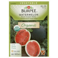 Burpee Seeds, Organic, Watermelon, Bush Sugar Baby, 800 Milligram