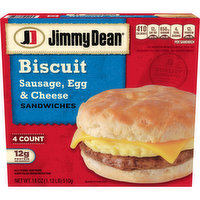 Jimmy Dean Frozen Sausage, Egg & Cheese Biscuit Breakfast Sandwiches, 18 Ounce