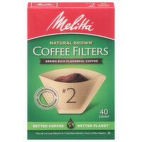 Melitta Coffee Filters, Natural Brown, No. 2, 40 Each
