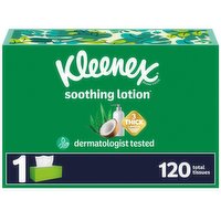 Kleenex Soothing Lotion Tissues, Coconut Oil + Aloe, 3-Ply, 120 Each