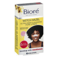 Biore Witch Hazel Pore Strips, Ultra Deep Cleansing, Witch Hazel, 6 Each