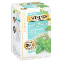 Twinings Superblends Herbal Tea, Caffeine Free, Peppermint & Fennel, Probiotics, Tea Bags, 18 Each
