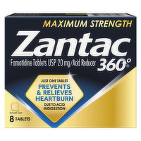 Zantac 360 Acid Reducer, Maximum Strength, 20 mg, Tablets, 8 Each