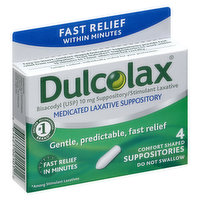 Dulcolax Laxative Suppositories, Medicated, 4 Each