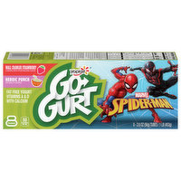 Go-Gurt Yogurt, Fat Free, Wall Crawler Strawberry/Heroic Punch, Marvel Spider Man, 8 Each