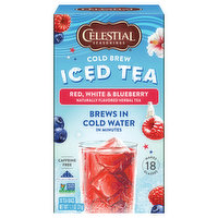 Celestial Seasonings Iced Tea, Red, White & Blueberry, Cold Brew, Tea Bags, 18 Each