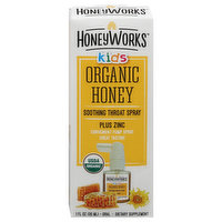 Honey Works Throat Spray, Organic Honey, Soothing, Kids, 1 Fluid ounce