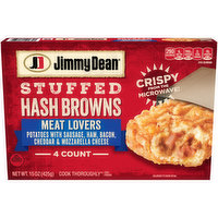 Jimmy Dean Meat Lovers Stuffed Hash Browns Frozen Breakfast, 15 Ounce