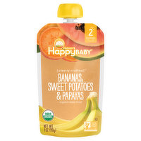 HappyBaby Organics Baby Food, Organic, Bananas, Sweet Potatoes & Papayas, 4 Ounce