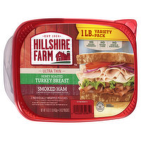 Hillshire Farm Ultra Thin Sliced Deli Lunch Meat, Honey Roasted Turkey Breast and Smoked Ham, 16 oz, 16 Ounce