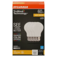 Sylvania TruWave Technology Light Bulbs, LED, Soft White, 8 Watts, 4 Each