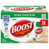 Boost Balanced Nutritional Drink, High Protein, Very Vanilla, 12 Each