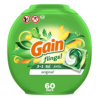 Gain Gain flings Laundry Detergent Soap Pacs, 60 Count, Original Scent, 60 Each