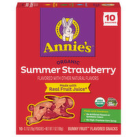 Annie's Fruit Flavored Snacks, Organic, Summer Strawberry, Bunny, 10 Each