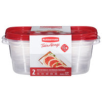 Rubbermaid Take Alongs Container & Lids, Deep Rectangles, 8 Cup, 2 Each