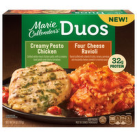 Marie Callender's Duos Duos Creamy Pesto Chicken & Four Cheese Ravioli, Frozen Meal, 14 Ounce