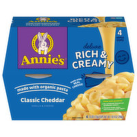 Annie's Shells & Cheese, Deluxe, Rich & Creamy, Classic Cheddar, 4 Each