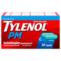 Tylenol PM Pain Reliever/ Nighttime Sleep Aid, Extra Strength, Caplets, 50 Each