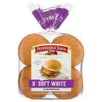 Pepperidge Farm Hamburger Buns, Soft White, 8 Each