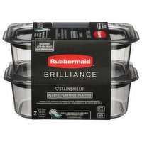 Rubbermaid Brilliance Containers, Plastic, StainShield, 3.2 Cup, Value Pack, 2 Each