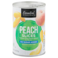 Essential Everyday Peach Slices, No Sugar Added, 14.5 Ounce