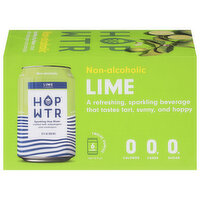 Hop Wtr Sparkling Hop Water, Lime, Non-Alcoholic, 6 Each