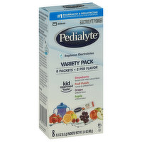 Pedialyte Electrolyte Powder, Apple, Fruit Punch, Grape, Strawberry, Variety Pack, 8 Each