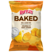 Ruffles Potato Crisps, Cheddar & Sour Cream, Baked, 6.25 Ounce