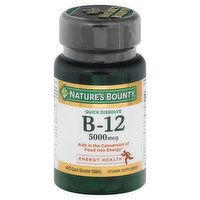 Nature's Bounty Vitamin B-12, 5000 mcg, Quick Dissolve Tablets, 40 Each