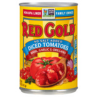 Red Gold Diced Tomatoes, No Salt Added. Basil, Garlic & Oregano, 14.5 Ounce