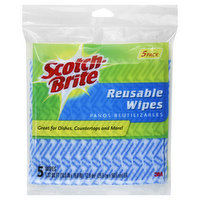 Scotch-Brite Wipes, Reusable, 5 Pack, 5 Each