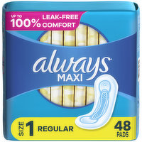 Always Maxi Maxi Pads without Wings, Size 1, 48 Each